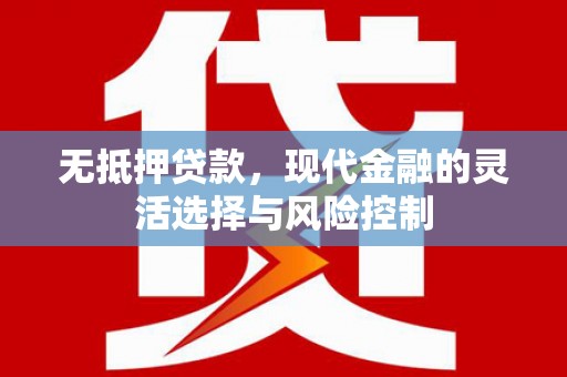 富民无抵押贷款，现代金融的灵活选择与风险控制