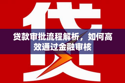 富民贷款审批流程解析，如何高效通过金融审核