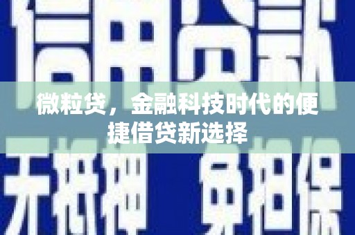 富民微粒贷，金融科技时代的便捷借贷新选择